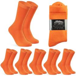 CityComfort Socken Herren, Atmungsaktive Crew Socken im Multipack (Orange-6er-Pack) von CityComfort
