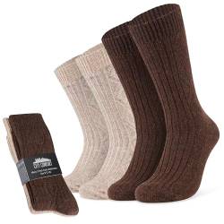 CityComfort Socken Herren 5er oder 2er Pack Warme Socken für Männer und Jugendliche - Herren Wollsocken Weich in Gr. 39-45 (Braun/Beige, 42-45 EU, 2er Pack) von CityComfort
