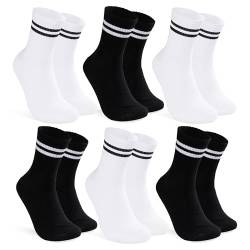 CityComfort Socken Herren 5er oder 6er Pack gestreifte Socken für Männer und Jugendliche - weich und atmungsaktiv in Gr. 39-45 (Schwarz/Weiß, 39-42 EU, 6er Pack) von CityComfort