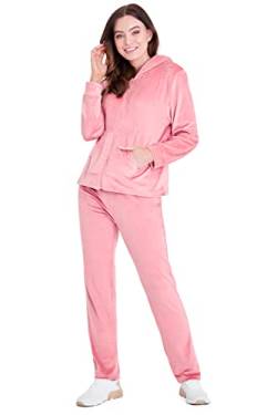 CityComfort Trainingsanzug Damen, Velour Jogginganzug Damen Set mit Hoodie und Jogginghose - Loungewear Set für Damen (Rosa, M) von CityComfort