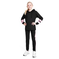 CityComfort Trainingsanzug Mädchen, Kinder Trainingsanzug Set mit Kordelzug Hoodie Mädchen & Hose, Bequem Kinder Kleidung für Mädchen, Sportbekleidung für Mädchen, Rosa-Gold gestreift, Alter 5-6 von CityComfort