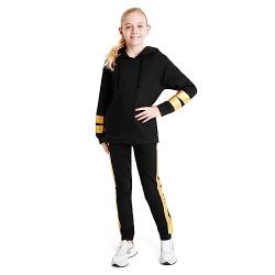 CityComfort Trainingsanzug Mädchen, Kinder Trainingsanzug Set mit Kordelzug Hoodie Mädchen & Hose, Comfy Kinder Kleidung für Mädchen, Sportbekleidung für Mädchen, Goldstreifen, Alter 11-12 von CityComfort