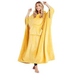 CityComfort Übergröße Kapuzenpullover Decke mit Ärmeln Blanket Hoodie Decke Oversized (Senffarben) von CityComfort