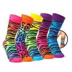 CityComfort Wadenstrümpfe Damen Bunte Socken Lustig für Jugendliche & Frauen, bequeme Damensocken, 5er Set Größe EU 37-41 (Gemischter Tierdruck) von CityComfort