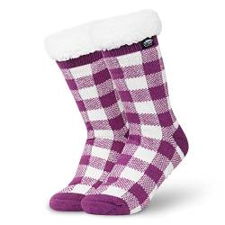 CityComfort Warme Socken Damen mit ABS Noppen und Kuschel Fleece (Lila) von CityComfort
