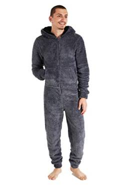 Herren Overall Jumpsuit, One Piece Anzug Fleece Onesie Herren Flauschig Einteiler Schlafanzug Herren und Teenager Jungen M-3XL, Geschenke für Männer (M, Dunkelgrau) von CityComfort