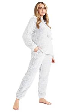 CityComfort Schlafanzug Damen Lang Flauschig Warm Winter Fleece Pyjama Damen Hausanzug Kuschelig (XL, Grau) von CityComfort