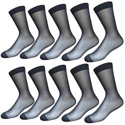 Herren-Socken, ultradünn, atmungsaktiv, Seide, durchsichtig, für den Sommer, trockene Passform, Rundhalsausschnitt, 5 Stück, 10 Stück hauchdünn, Einheitsgr��e von Cityelf