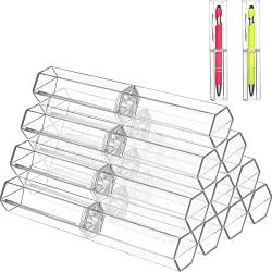 Citywalk 10 StüCk Acryl-Stiftboxen, Transparent, Kugelschreiber-Etui, Bleistift, Geschenkbox, Stift-AufbewahrungsbehäLter, Sechseckig, Einzeln für Schule, BüRo von Citywalk