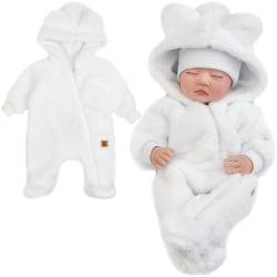 CiuchCiuch Kuscheliger Baby-Overall – Für Säuglinge – Für Mädchen – Für Jungen – Für Spaziergänge – Mit Kapuze – Futter 100% Baumwolle – Äußere Schicht – 100% Polyester Weiß 56 von CiuchCiuch