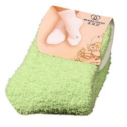 CixNy Kuschelsocken Damen Einfarbig Wintersocken Warme Flauschige Socken (Dunkler Geen, 1Paar) von CixNy