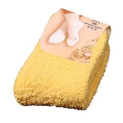 CixNy Kuschelsocken Damen Einfarbig Wintersocken Warme Flauschige Socken (Gelb, 1Paar) von CixNy