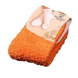 CixNy Kuschelsocken Damen Einfarbig Wintersocken Warme Flauschige Socken (Orange, 1Paar) von CixNy