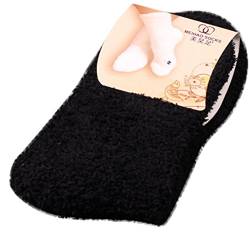 CixNy Kuschelsocken Damen Einfarbig Wintersocken Warme Flauschige Socken (Schwarz, 1Paar) von CixNy