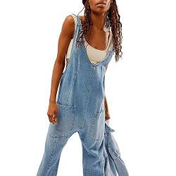 Cjydfd Denim-Overalls für Damen, lockere Passform, lässig, ärmellos, Baggy-Denim-Overall, Jeans, Jumpsuits, Strampler, Einteiler von Cjydfd