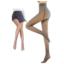 Damen Strumpfhosen Plüschstrümpfe Perfekt Beine abnehmen Gefälschte durchscheinend Warm Fleece Pantyhose -wärmende Thermo strumpfhose für Damen,Thermo verdickte Leggings (Kaffee-220g) von Clacce