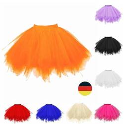 Karneval Tüllrock Damen Kurz Rock Hohe Taille Tutu Rock Tüllrock Petticoat 50er Puffy Tütü Minirock Reifrock Unterrock Tüll Underskirt (0920#01-F, One Size) von Clacce