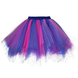 Karneval Tüllrock Damen Kurz Rock Hohe Taille Tutu Rock Tüllrock Petticoat 50er Puffy Tütü Minirock Reifrock Unterrock Tüll Underskirt (b-A, One Size) von Clacce