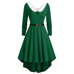 Weihnachtskleid Damen Elegant Langarm Cocktailparty Vintage Maxikleider A Linie Vintage Partykleid Weihnachtlich Bedruckt Cocktailkleid Festliche Kleider Für Frauen von Clacce