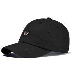 Clakllie Kappe Schwarze 100% Baumwolle Vintage Dad Hat Baumwolle Herren Baseball Cap Unisex Cap Cute Dog Cap für Draussen Sport oder auf Reisen von Clakllie