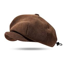 Clakllie Schirmmützen Barett Cap Newsboy Flat Cap Schiebermütze Herren Bakerboy Hat Shelby Mütze Baskenmütze Drawstring Driving Snap Cap Retro Tellermütze von Clakllie