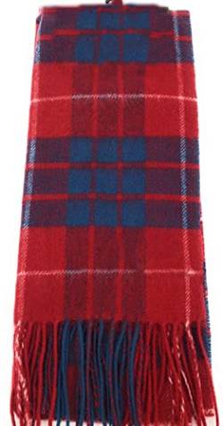 Clans of Scotland,Schal aus reiner Lammwolle, schottischer Clan, Schottenkaro, 100 % Wolle, reine Wolle, Flugzeugschal – perfekt für Damen und Herren – 30.5x152.4 cm, Hamilton Red, One size von Clans of Scotland