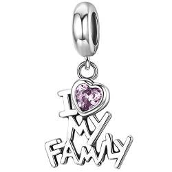 I Love My Family Charm Anhänger mit Kristallen für Pandora 925 Sterling Silber von Clara Ivy Munich