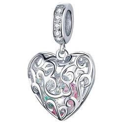 Liebes Herz mit Kristallen Charm Anhänger für Pandora 925 Sterling Silber von Clara Ivy Munich