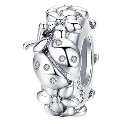 Marienkäfer Charm Spacer mit Kristallen für Pandora 925 Sterling Silber von Clara Ivy Munich