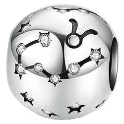 Stier Sternzeichen Charm mit Kristallen für Pandora 925 Sterling Silber von Clara Ivy Munich
