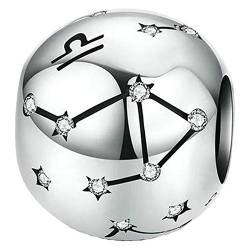 Waage Sternzeichen Charm mit Kristallen für Pandora 925 Sterling Silber von Clara Ivy Munich