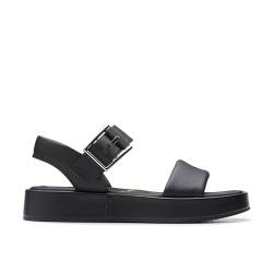 Clarks Damen Alda Strap Sandale, Schwarzes Leder, 42 EU von Clarks