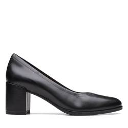 Clarks Damen Freva55 Court Pump, Black Leather, 41.5 EU von Clarks