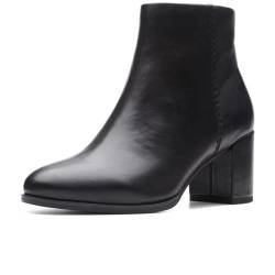 Clarks Damen Freva55 Zip Chukka-Stiefel, Black Leather, 39.5 EU von Clarks