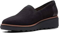 Clarks Damen Sharon Dolly Slipper, Schwarzes Wildleder mit dunkelbrauner Einfassung, 42 EU von Clarks