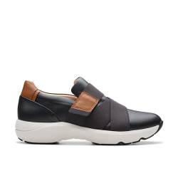 Clarks Damen Tivoli Strap Sneaker, Black Leather, 37 EU von Clarks