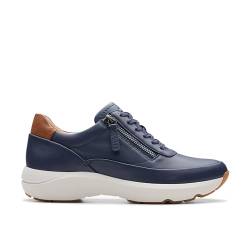 Clarks Damen Tivoli Zip Sneaker, Navy Leather, 42 EU von Clarks