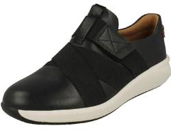 Clarks Damen Un Rio Strap Sneaker, Schwarzes Leder, 35.5 EU von Clarks