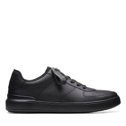 Clarks Herren Courtlite Tie Sneaker, Black Leather, 44.5 EU von Clarks