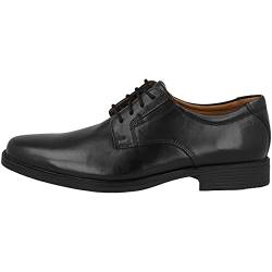 Clarks Herren Tilden Plain Derby, Black Leather, 42 EU von Clarks