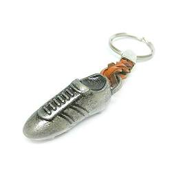 Schlüssel-Anhänger Fussballschuh, Schlüsselring aus Metall Stärke 2 mm, Band aus Kunstleder, Gesamtlänge ca. 10 cm von ClaroSchmuck