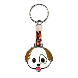 Schlüssel-Anhänger Hund, Schlüsselring aus Metall Stärke 2 mm, Band aus Kunstleder, Gesamtlänge ca. 9cm von ClaroSchmuck