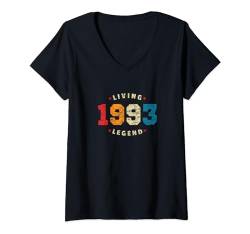 Damen Retro Vintage 1993 Herren Damen Living Legend Legende T-Shirt mit V-Ausschnitt von Classic Birthday Original Vintage Retro Legend