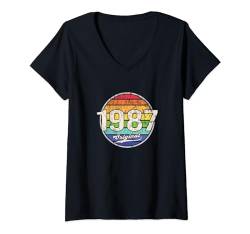 Damen Classic 1987 Year Original Retro Vintage Birthday Est 1987 T-Shirt mit V-Ausschnitt von Classic Birthday Original Vintage Retro Limited