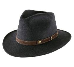 Classic Italy - Fedora Hut Packable wasserabweisend ausladende Krempe Classic Traveller II - Size 57 cm - Anthracite-Chine von Classic Italy