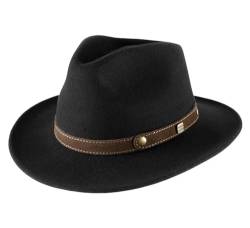 Classic Italy - Fedora Hut Packable wasserabweisend ausladende Krempe Classic Traveller II - Size 57 cm - Noir-galon-Marron von Classic Italy