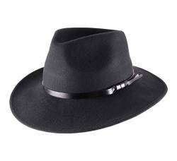 Classic Italy - Fedora Hut Packable wasserabweisend ausladende Krempe Classic Wide Fedora - Size 57 cm - Noir von Classic Italy