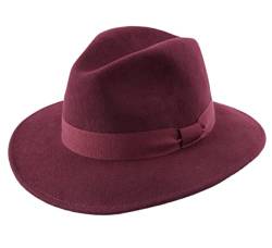 Classic Italy - Fedora Hut ausladende Krempe Traveller Chic - Size 58 cm - Bordeaux von Classic Italy