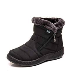 Classic Pink Damen Winter warmes Fell gefüttert Schnee Stiefeletten rutschfeste Freizeitstiefel Schuhe Damenmode Outdoor-Wanderschuhe Schwarz 41 von Classic Pink