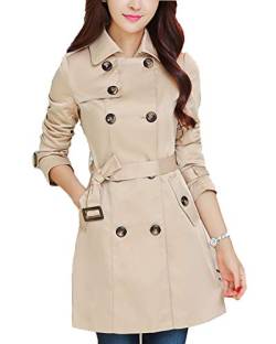 Classic Pink Trench Coats Damen Frauen Langarm Jacke Windbreaker Mantel Stilvoll Bequem Outwear Khaki L von Classic Pink